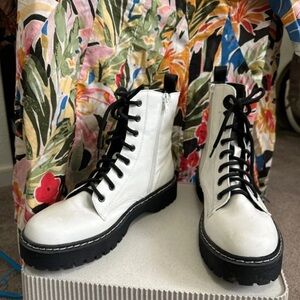 Sincerely Jules White and Black Ankle Boots